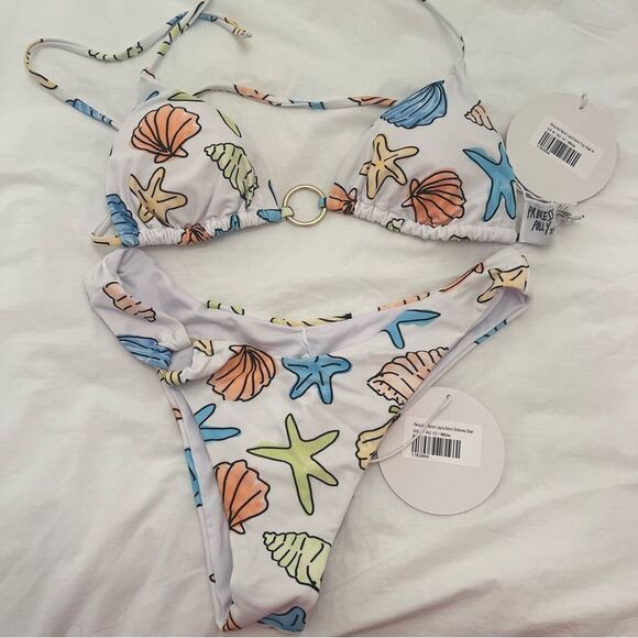 Princess Polly Layla Bikini Set Shell Print White Multi - Picture 2 of 6